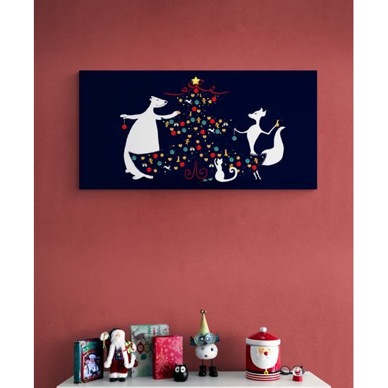 Obraz veselé zdobenie stromčeka