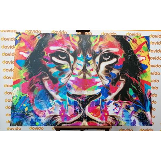 Obraz lev v pestrofarebných farbách