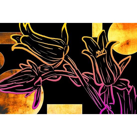 Obraz kvety v abstraktnom neónovom prevedení