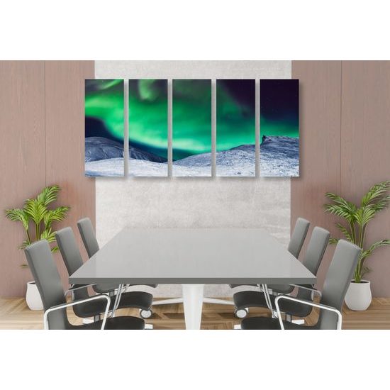 5-dielny obraz zelená polárna žiara