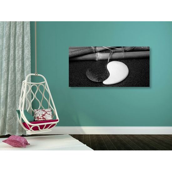 Obraz relaxačné Jin a Jang zátišie v čiernobielom prevedení