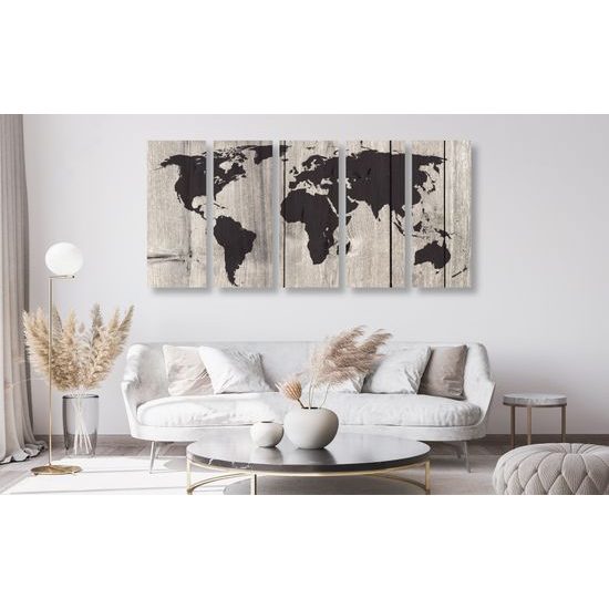 5-dielny obraz umelecká mapa sveta