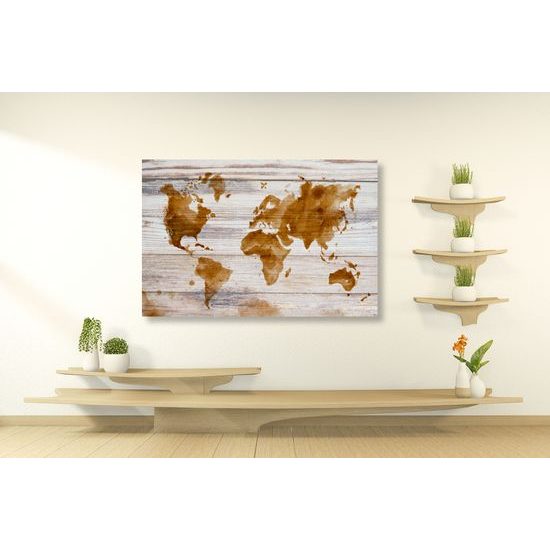 Obraz na korku mapa sveta na dreve