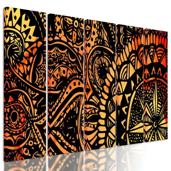 5-dielny obraz nádherne oranžová Mandala
