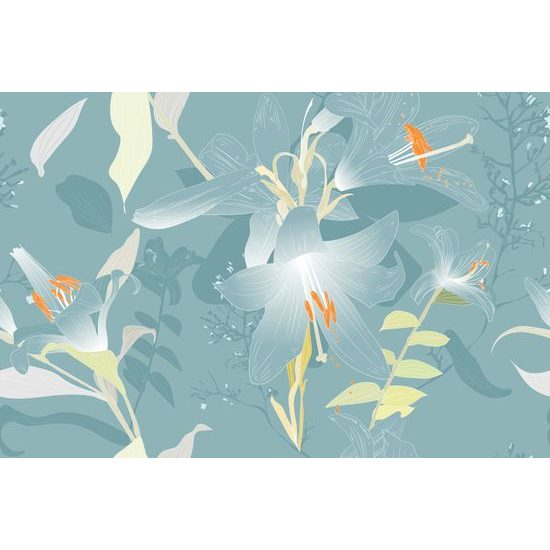 Samolepiaca tapeta čarovná ľalia v modrom prevedení