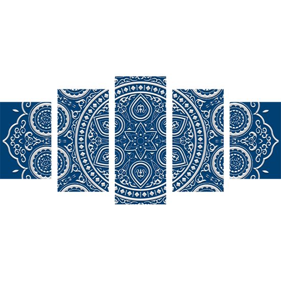 5-dielny obraz nežná Mandala na modrom pozadí