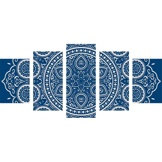 5-dielny obraz nežná Mandala na modrom pozadí