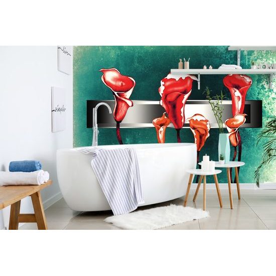 Samolepiaca tapeta ladnosť červených kvetov kaly