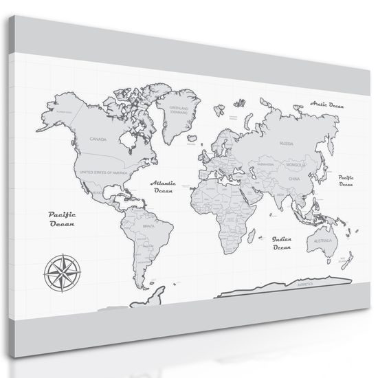 Obraz jemná mapa so sivým okrajom