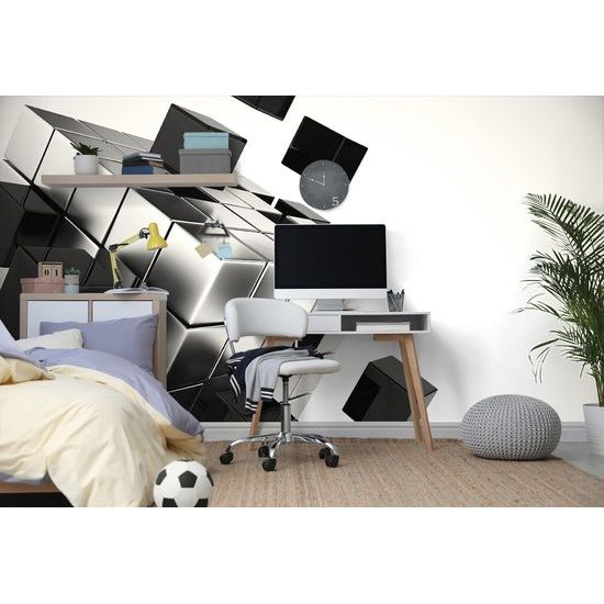 Samolepiaca tapeta čiernobiela moderná Rubikova kocka