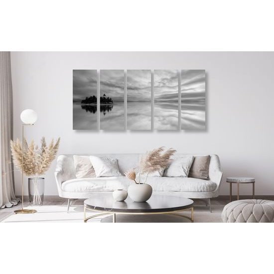 5-dielny obraz ostrov stroskotancov v čiernobielom prevedení