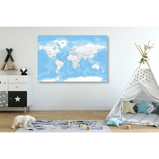 Obraz bielo-modrá mapa sveta