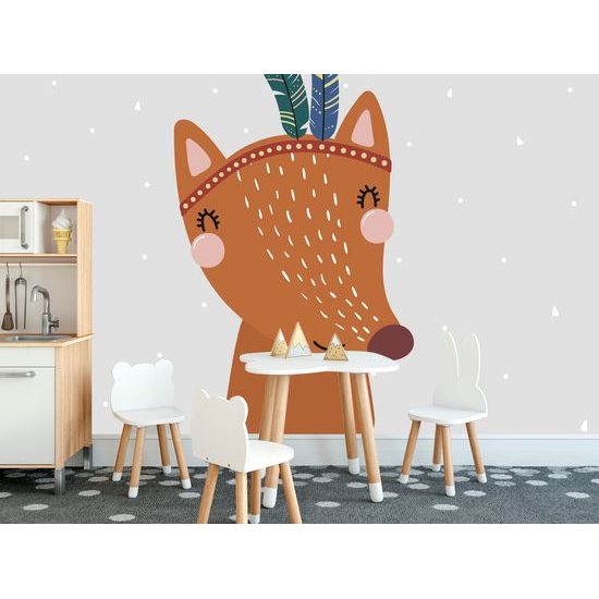 Samolepiaca tapeta kamarátska líška s pierkami