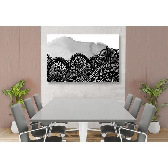 Obraz zaujímavá čiernobiela Mandala