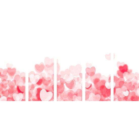 5-dielny obraz plný srdiečok