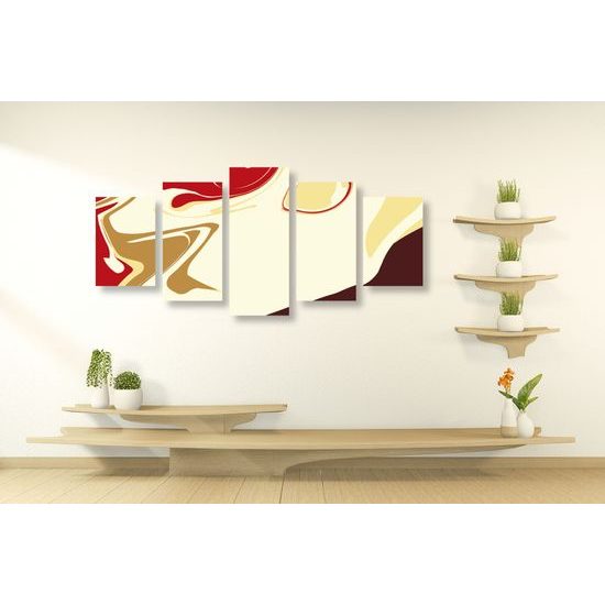 5-dielny obraz umelecká abstrakcia v zemitých farbách