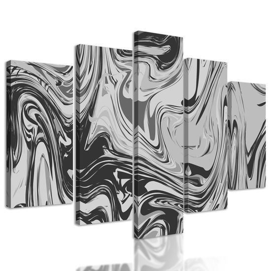 5-dielny obraz zaujímavá čiernobiela abstrakcia
