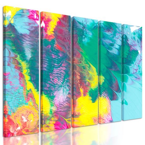 5-dielny obraz abstrakcia pastelových farieb