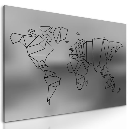 Obraz umelecká abstrakcia mapy sveta v čiernobielom prevedení