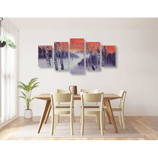 5-dielny obraz tajomný brezový les