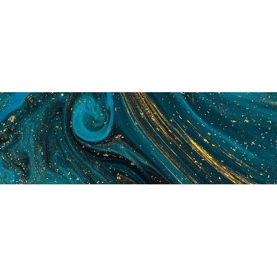 Obraz abstrakcia v petrolejovo zlatých farbách