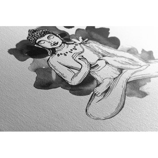 Obraz abstraktná ilustrácia Budhu v čiernobielom prevedení