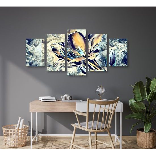 5-dielny obraz surrealistický kvet