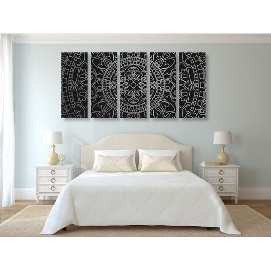 5-dielny obraz čiernobiely luxusný oranament