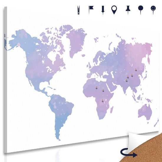 Obraz na korku fialová mapa sveta