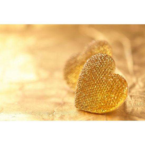 Samolepiaca tapeta žiariace srdiečka s trblietkami