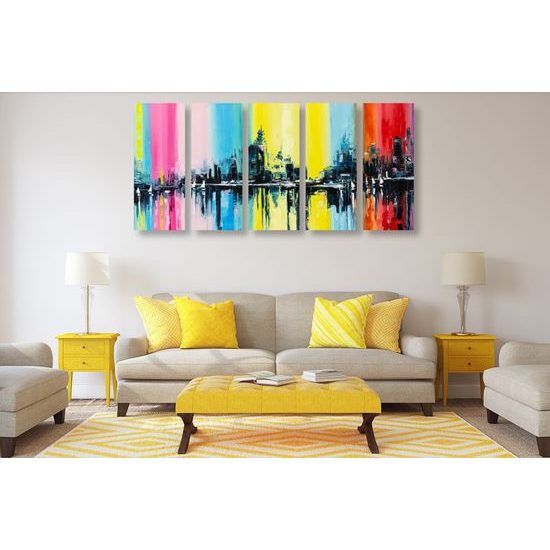 5-dielny obraz farebné mesto
