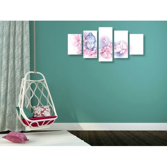 5-dielny obraz Budha v nežnom prevedení