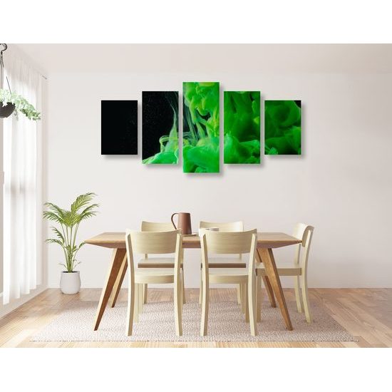 5-dielny obraz zelený dym