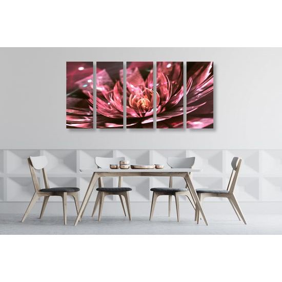 5-dielny obraz ilúzia ružového lotosového kvetu