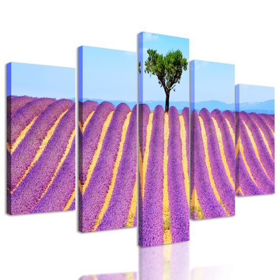 5-dielny obraz nekonečné levanduľové polia