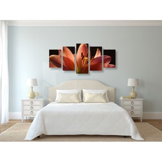 5-dielny obraz dýchberúca ružová ľalia