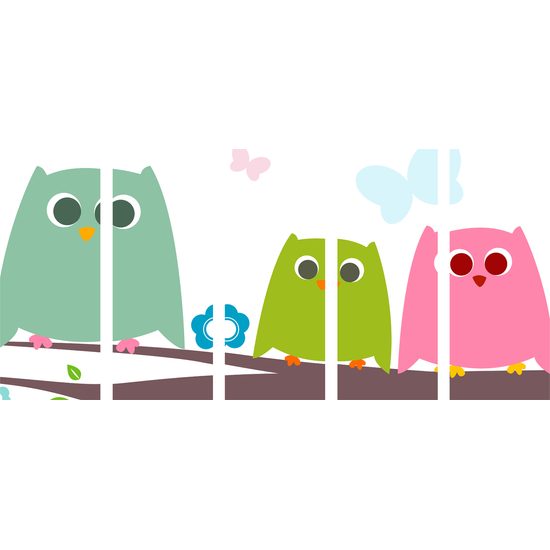 5-dielny obraz sovia rodina