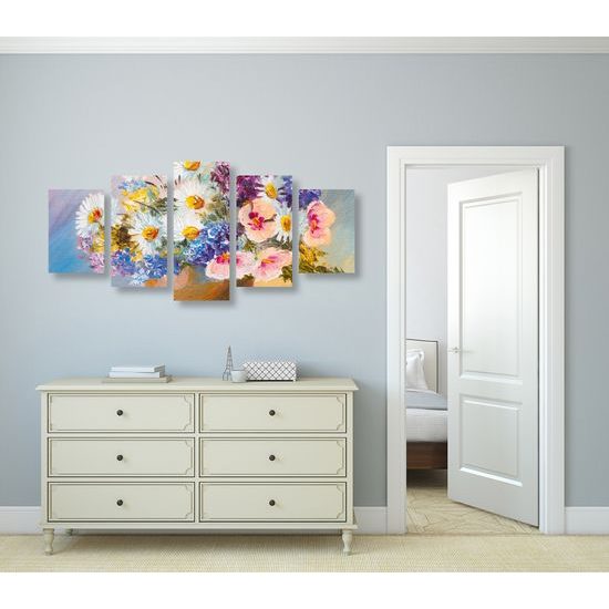 5-dielny obraz nádherné kvety vo vintage prevedení