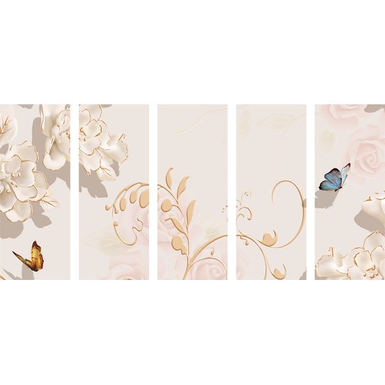 5-dielny obraz kvety v luxusnom prevedení