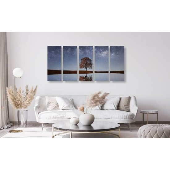 5-dielny obraz odraz hviezd na hladine jazera