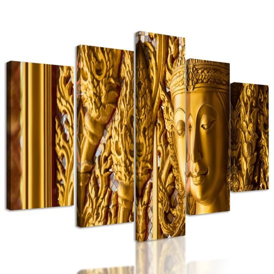 5-dielny obraz zlatý Budha