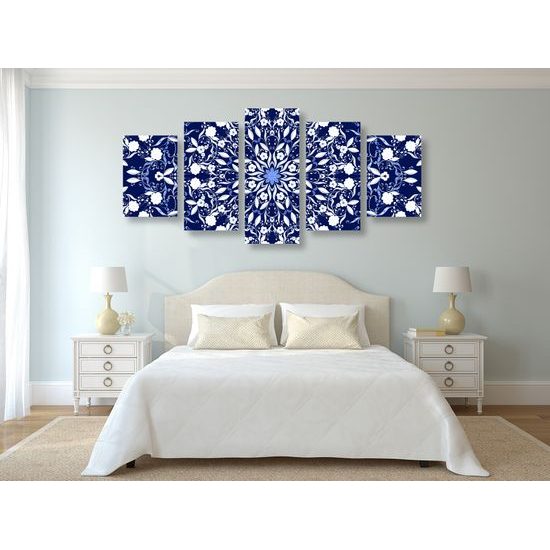 5-dielny obraz zaujimavá kvetinová Mandala