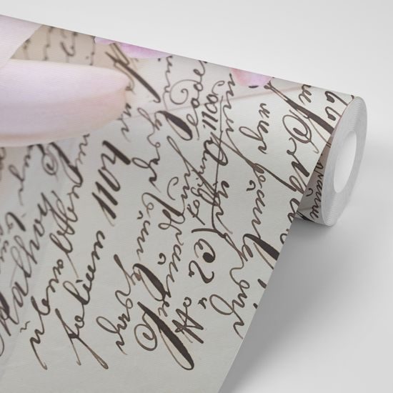 Samolepiaca fototapeta kvety ľalie na starom liste