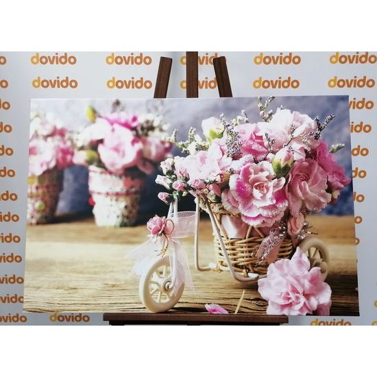 Obraz karafiát vo vintage črepníku