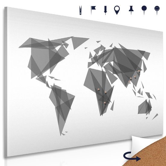 Obraz na korku geometrická moderná šedá mapa
