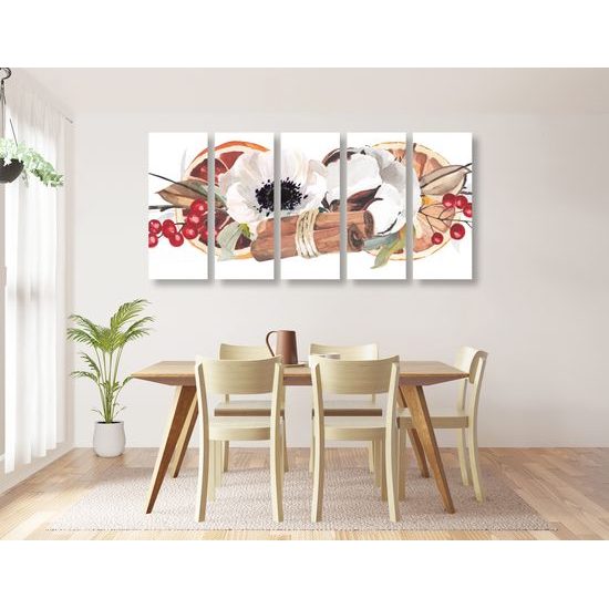 5-dielny obraz maľované zátišie