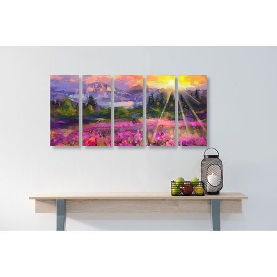 5-dielny obraz nádherná maľba krajiny