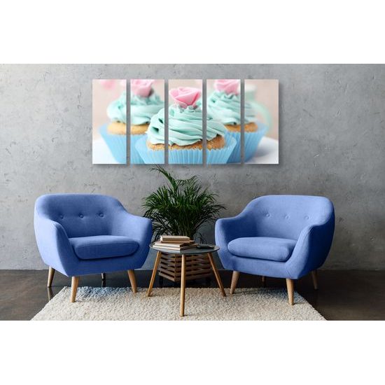 5-dielny obraz lahodné muffiny v pastelových farbách