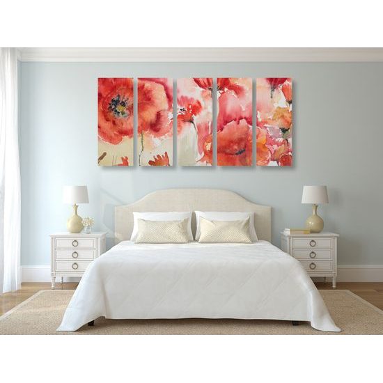 5-dielny obraz maľované maky