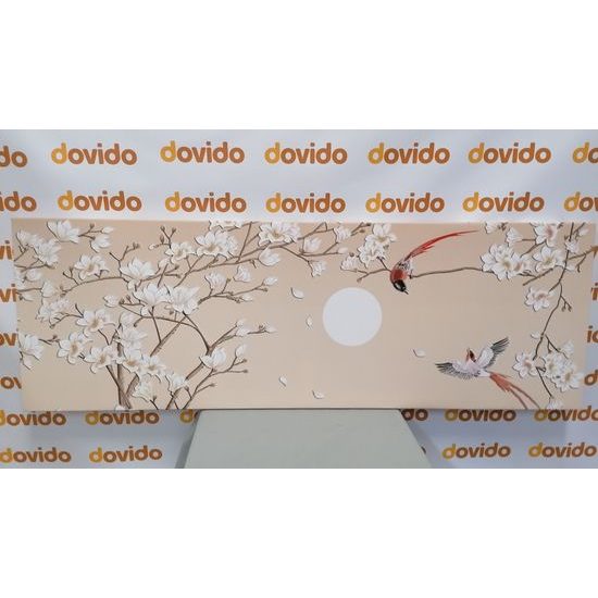 Obraz lietajúce vtáčiky medzi konármi stromov